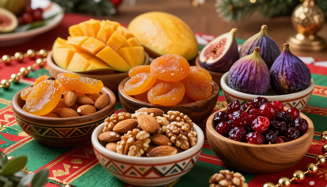 Mix de frutas secas e castanhas para as compras de Natal