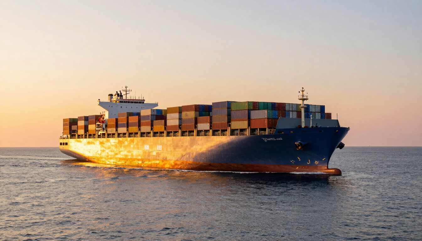 Navio de carga em rota internacional entre China e Brasil