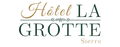 Logo de l'Hôtel La Grotte avec inscription dorée et texte vert foncé, Sierre