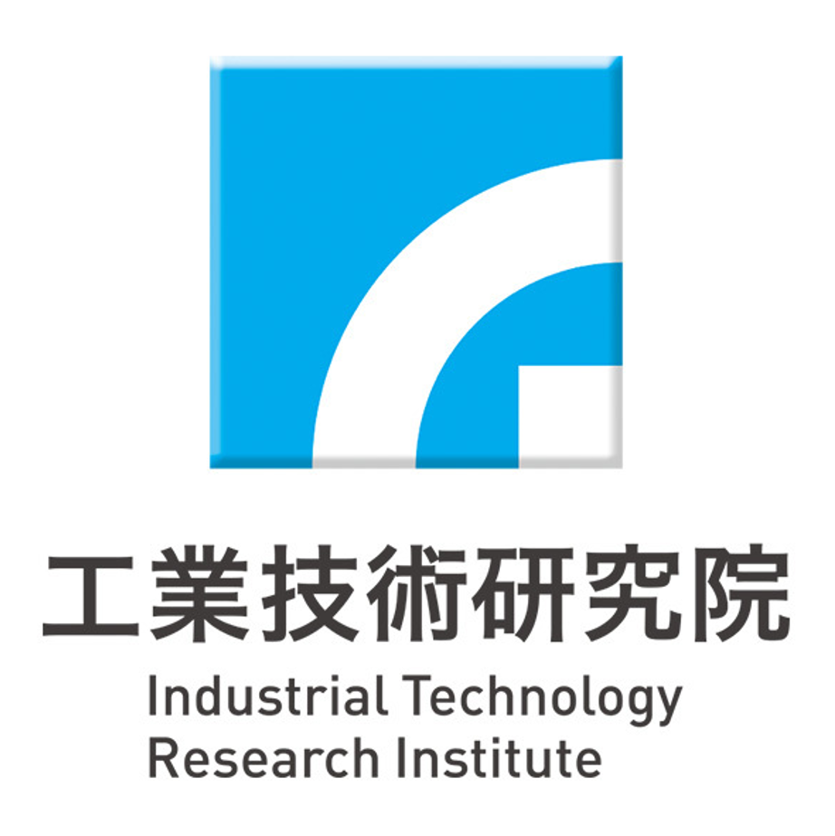 工業技術研究院的標誌。藍色方塊內含白色字母“G”。下方為日文和英文文字。