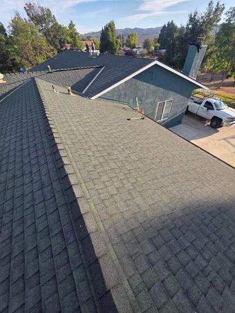 An aerial view of the roof of a large building