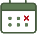 Icon: Kalender mit einem roten x für den Terminservices