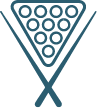 Teal geometric abstract logo with circles inside a triangle shape and an X-like base.