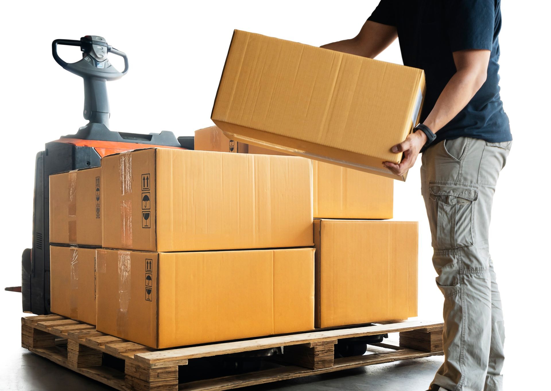 man lifting box off a pallet to accommodate max pallet weight