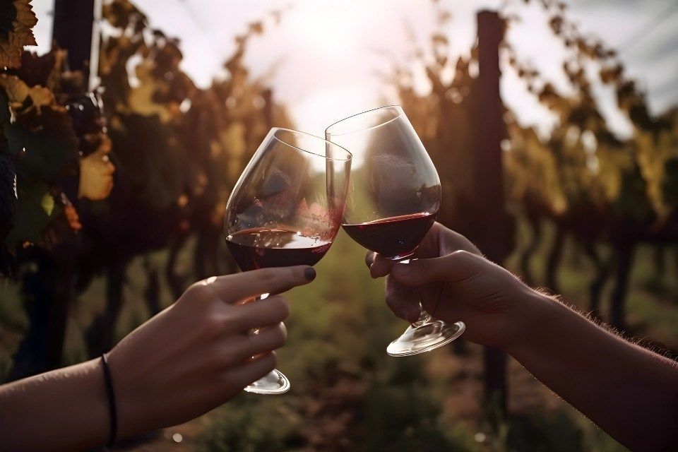 brindisi con vino rosso