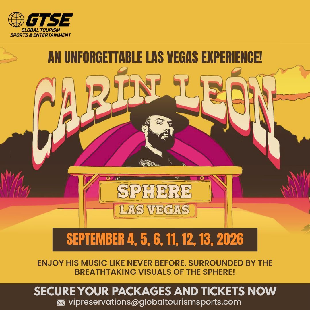 Poster for Carin Leon concert at Sphere Las Vegas, September 4, 5, 6, 11, 12, 13, 2026.