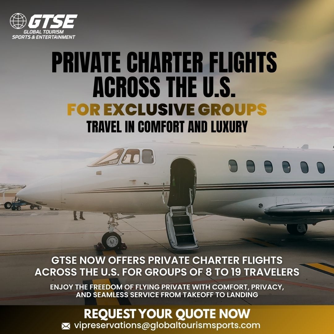 Private charter flights across the U.S. offering comfort and luxury. For groups of 8-19 travelers. Request a quote now.