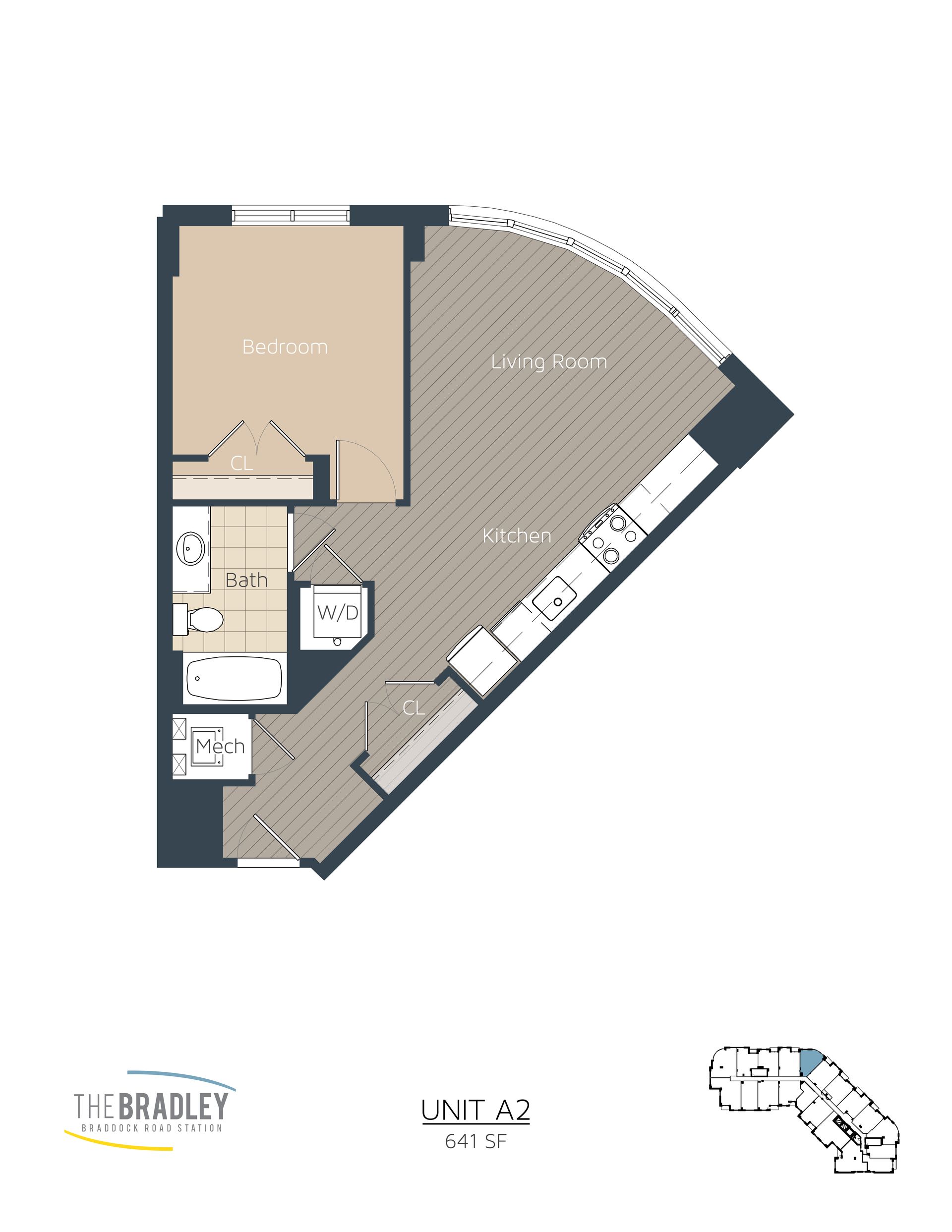 A floor plan of a single bedroom apartment with a balcony.