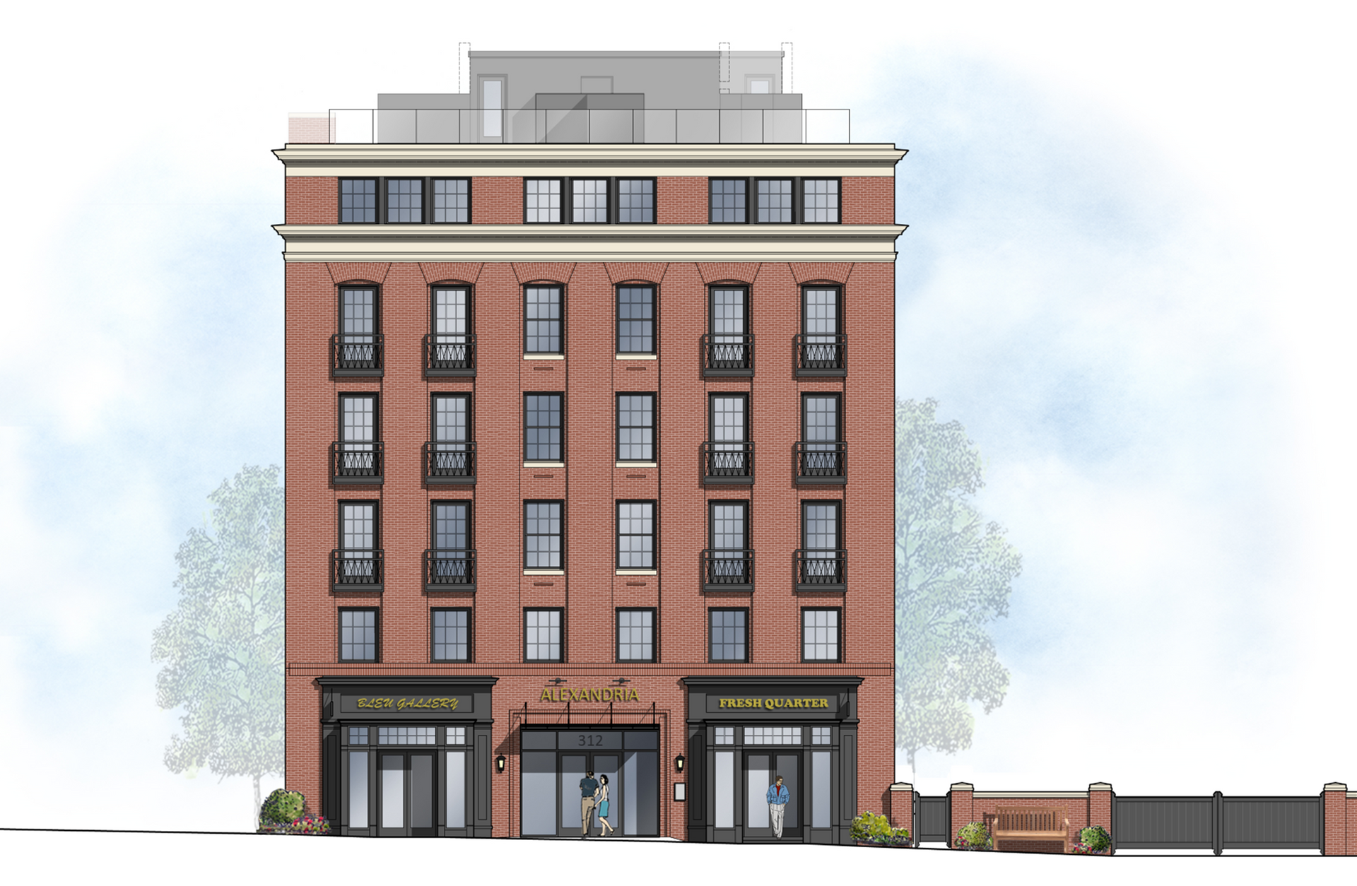 An artist 's impression of a large brick building