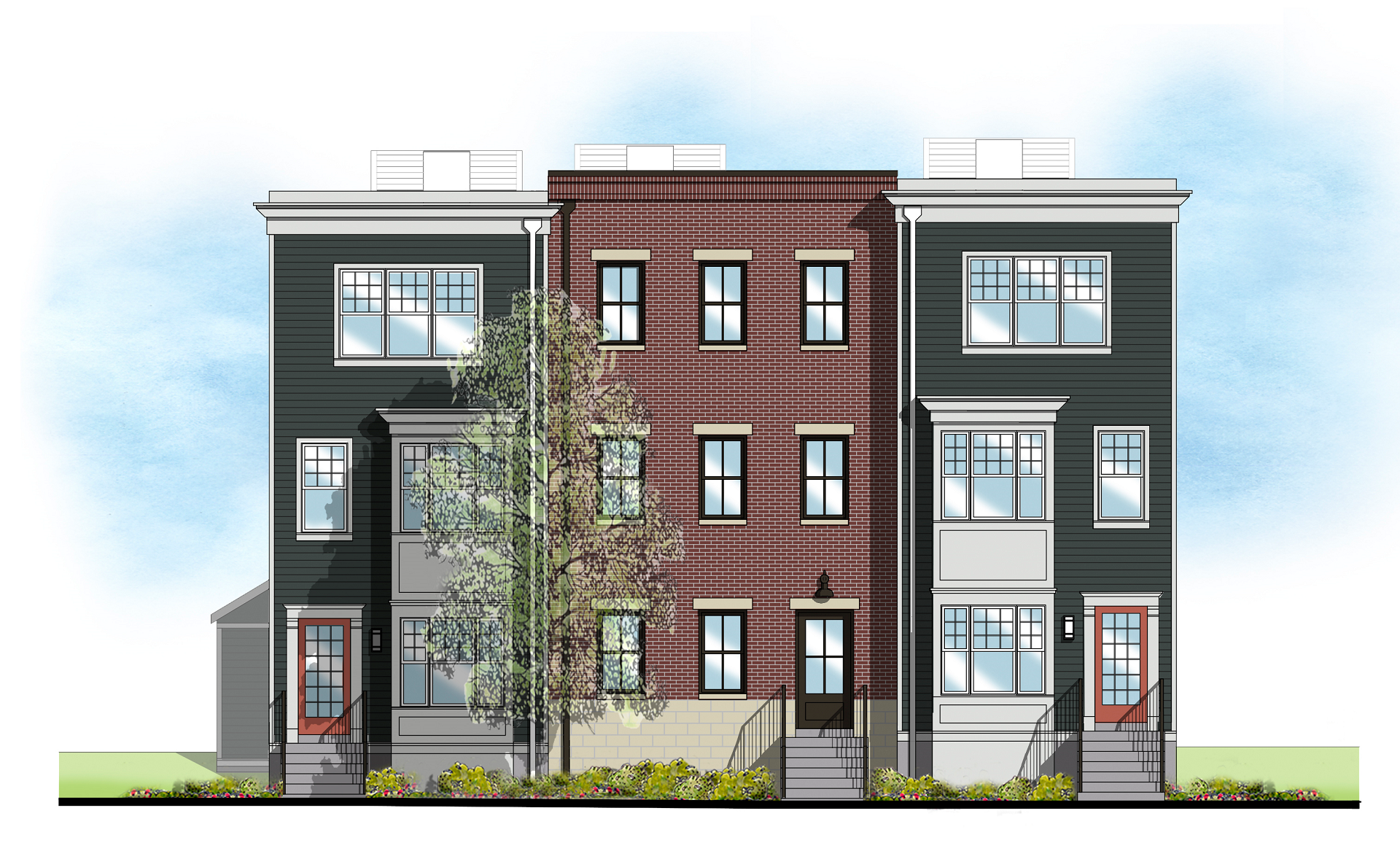An artist 's impression of a row of houses