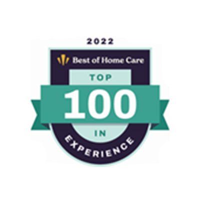 A badge that says best of home care top 100 in experience