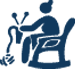 A man is sitting in a rocking chair with a cane.