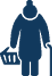 A silhouette of an elderly man holding a cane and a briefcase.