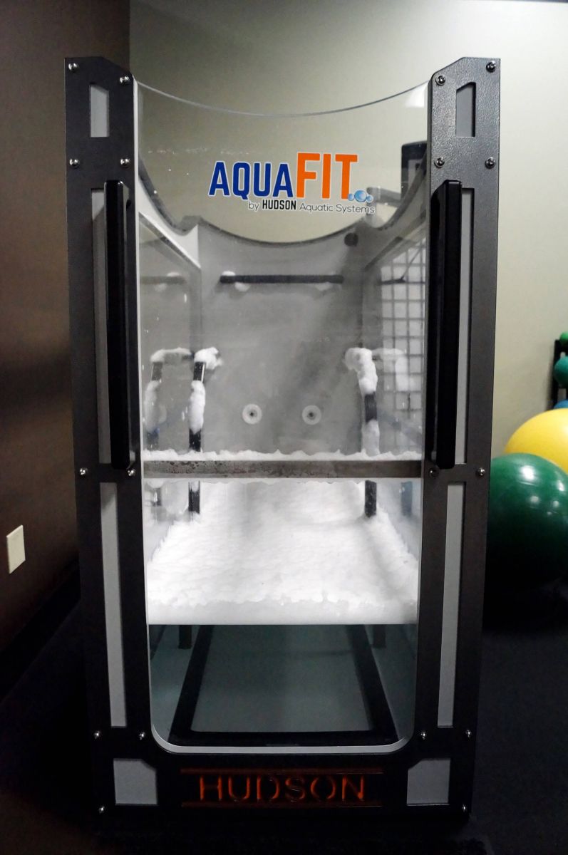 A treadmill with the word aquafit on it