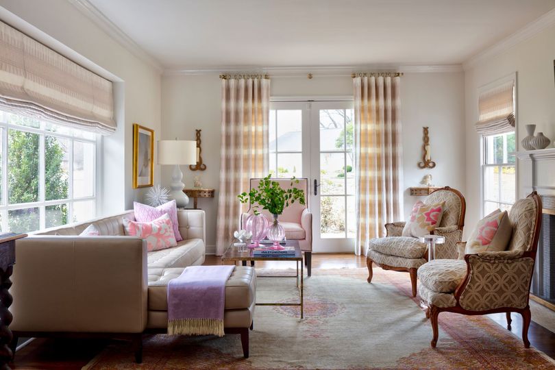 A pink, unique living space designed by Carrie Kidd