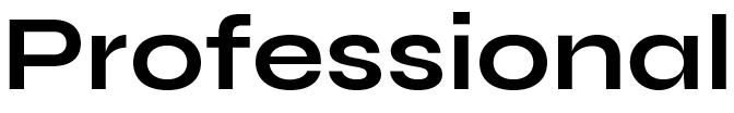 A close up of the word professional on a white background