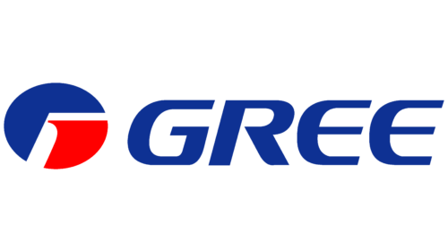 Le logo gree est bleu et rouge sur fond blanc.
