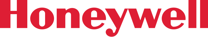 Le logo honeywell est rouge et blanc sur fond blanc.