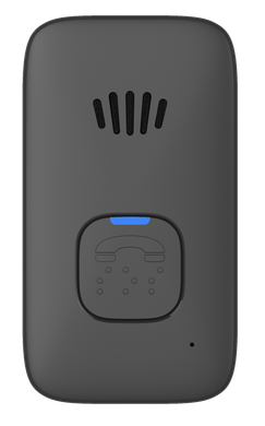 A small black device with a blue circle around it