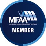 MFAA Member badge in blue with white text and logo, Mortgage & Finance Association of Australia