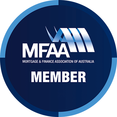 MFAA Member badge in blue with white text and logo, Mortgage & Finance Association of Australia