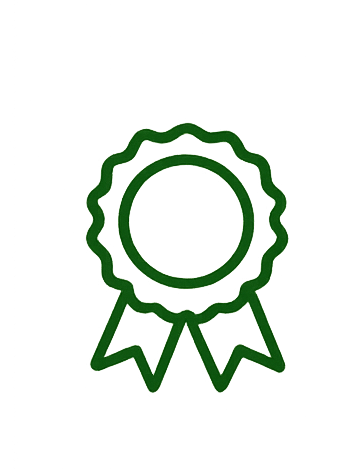 Green award ribbon icon with two ribbon tails