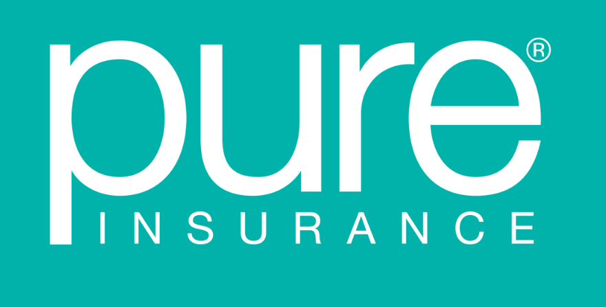 Pure Insurance logo in white on a teal background