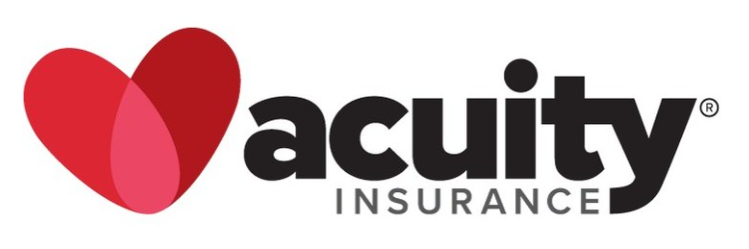 Acuity Insurance logo with red heart-shaped icon and black text