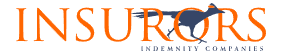 Insurors logo with orange text and roof graphic on a white background