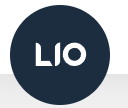 Dark blue circular logo with white “LIO” letters inside.