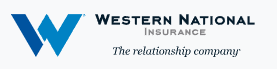 Western National Insurance logo with blue “W” icon and company name/tagline on white background