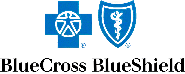 Blue Cross Blue Shield logo in blue with shield icons and text