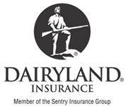 Dairyland Insurance logo with a farmer holding a pitchfork and tagline “Member of the Sentry Insurance Group”