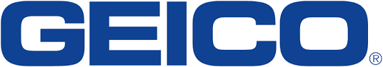 GEICO logo in blue and white
