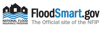 FloodSmart.gov National Flood Insurance Program logo with house icons and blue-gray text