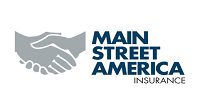 Main Street America Insurance logo with gray handshake icon and blue text