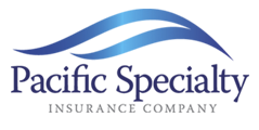 Pacific Specialty Insurance Company logo with blue wave graphic and navy text