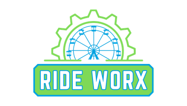 A logo for ride worx with a ferris wheel in the middle.