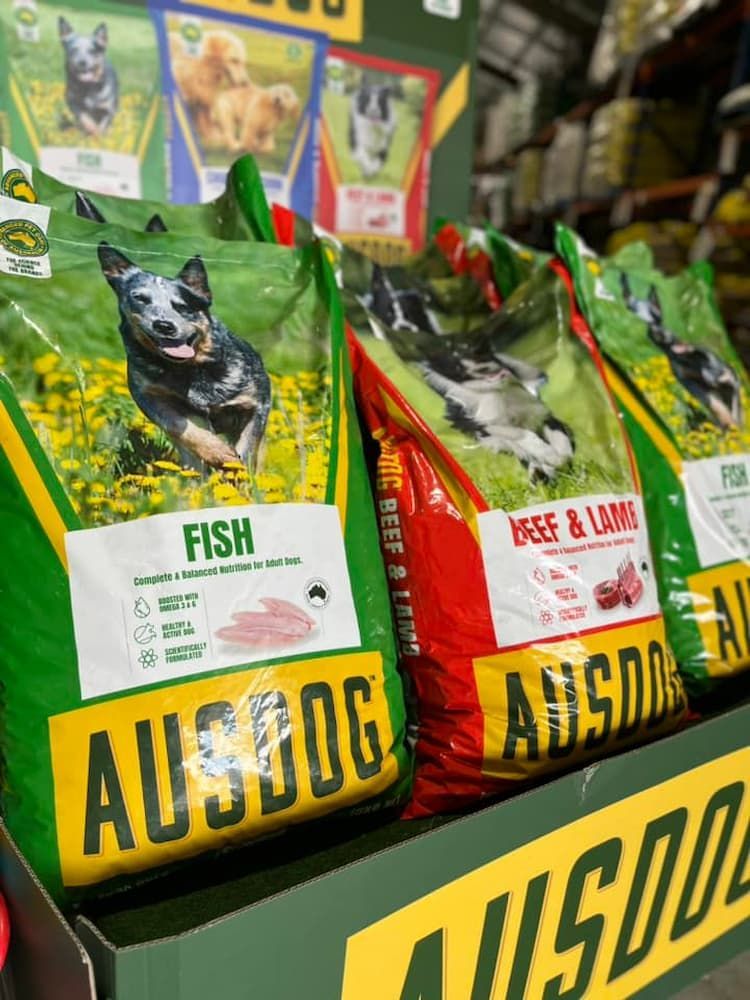 Green and Red Dog Food Bags — Gloucester Rural Supplies in Bulahdelah, NSW