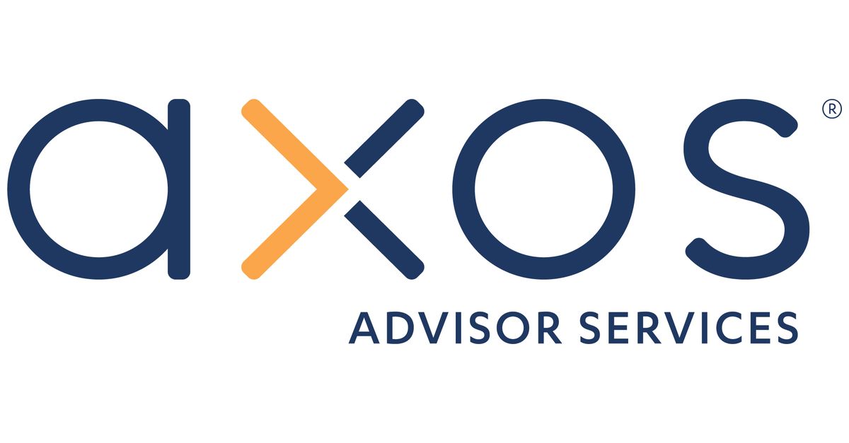 Axos Advisor Services logo with navy blue text and an orange-and-navy stylized “x”