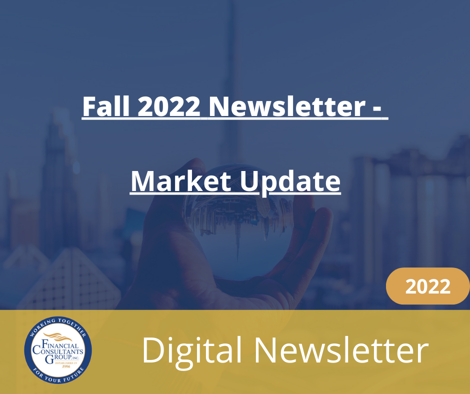 Fall 2022 newsletter cover: Market Update, digital newsletter with city skyline background and 2022 badge