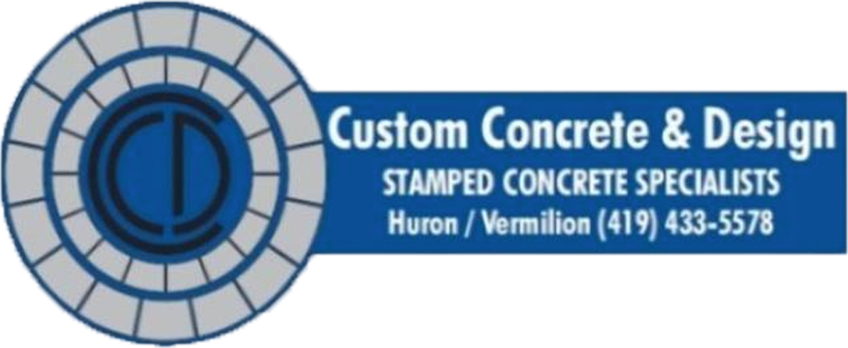 A logo for custom concrete and design stamped concrete specialists