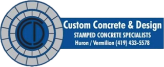 A logo for custom concrete and design stamped concrete specialists