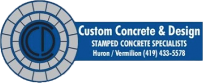 A logo for custom concrete and design stamped concrete specialists