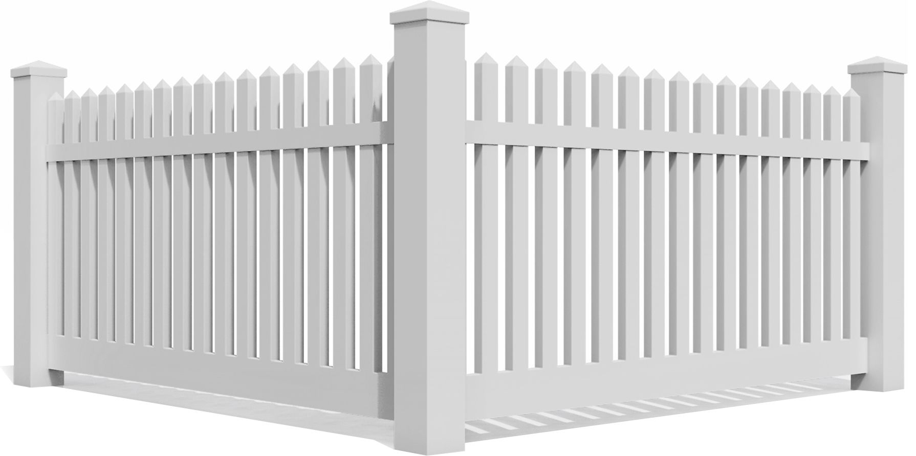 A white fence with a lattice design on the top of it.