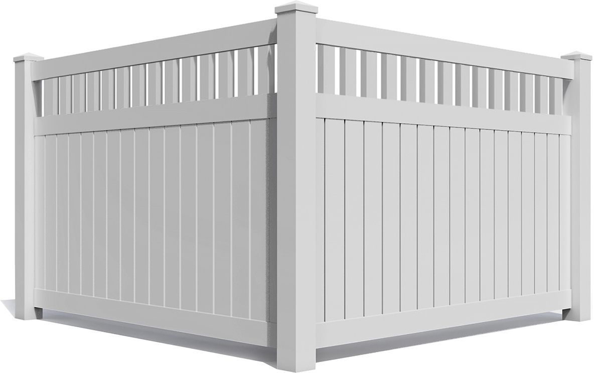 A white picket fence is shown on a white background.
