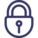 Blue padlock icon.