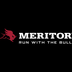 Meritor logo: Red bull icon, white 