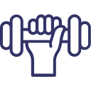 Hand holding a dumbbell, representing strength and fitness.