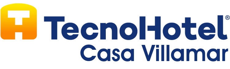 A logo for a hotel called tecno hotel casa villamar